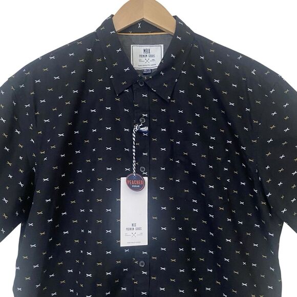 MBX Premium Goods Mens XXL Black with small 'X' Pattern Button Up Shirt - Picture 4 of 8